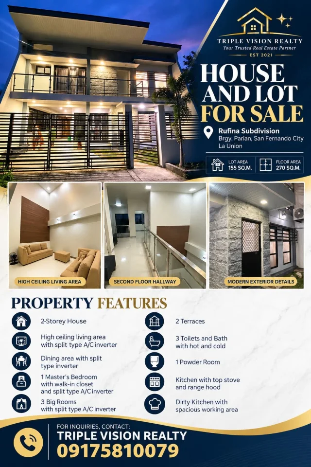 𝗛𝗢𝗨𝗦𝗘 𝗔𝗡𝗗 𝗟𝗢𝗧 𝗙𝗢𝗥 𝗦𝗔𝗟𝗘 | 𝗥𝗨𝗙𝗜𝗡𝗔 𝗦𝗨𝗕𝗗𝗜𝗩𝗜𝗦𝗜𝗢𝗡 in Parian, City Of San Fernando (Capital), La Union